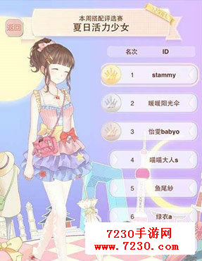 暖暖环游世界夏日活力少女搭配评选赛攻略 7230手游网 暖暖环游世界夏日活力少女搭配评选赛攻略 7230手游网