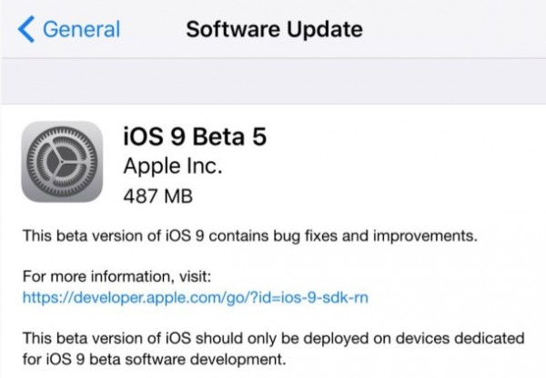 ios9 beta 5更新内容说明