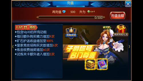 无双剑姬VIP11多少钱 VIP11价格多少 有什么特权