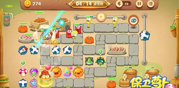 保卫萝卜3集市第57关怎么过 保卫萝卜3集市第57关攻略图解