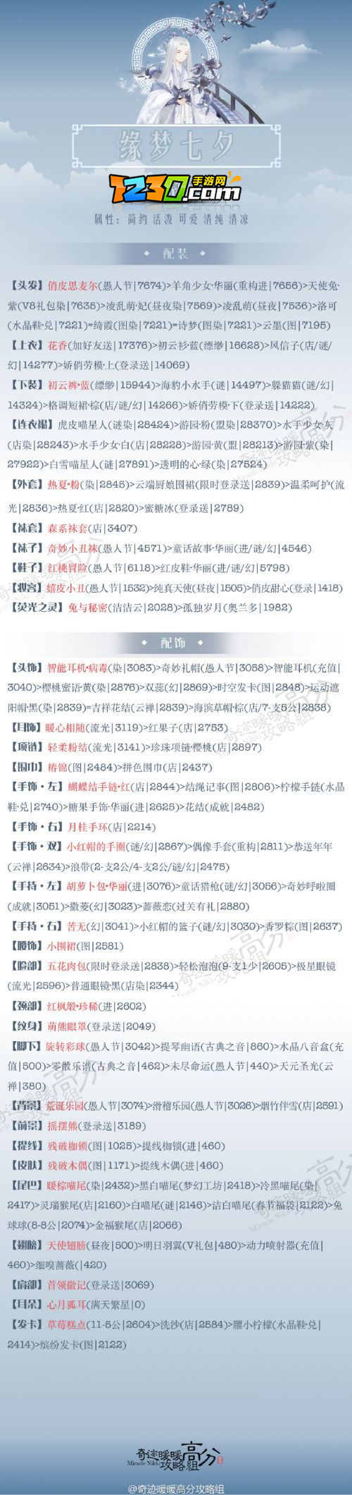 奇迹暖暖缘梦七夕浪漫夜21朵莲花搭配攻略