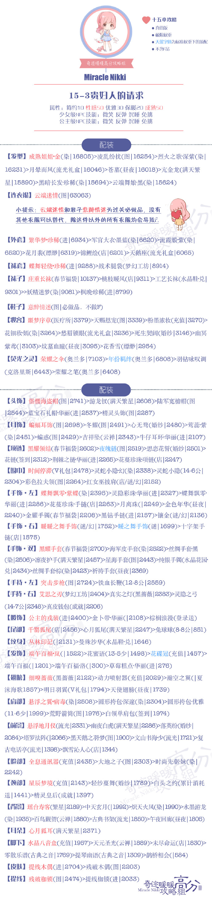 奇迹暖暖15-3少女级攻略 奇迹暖暖15-3少女S级高分攻略