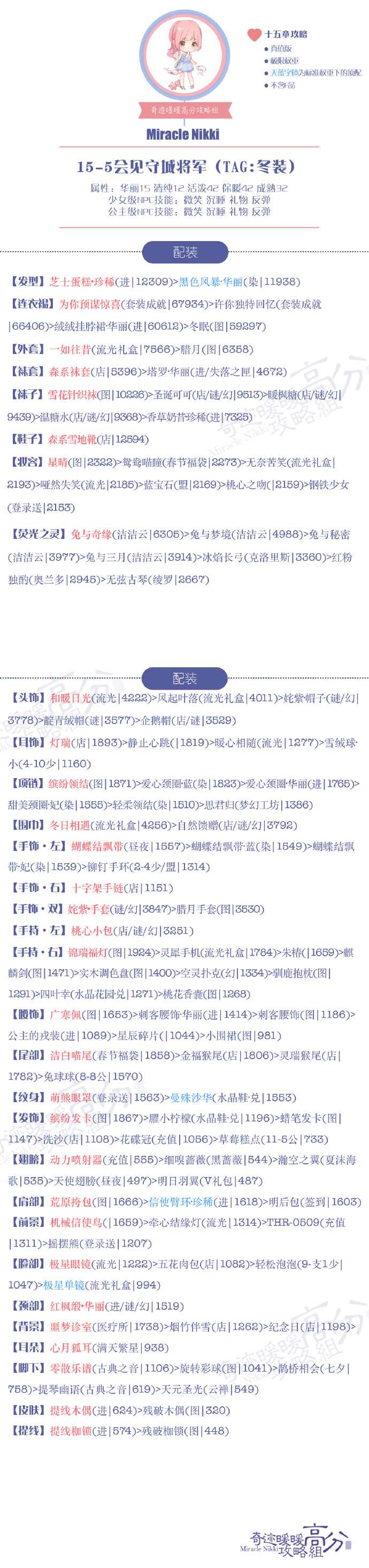 奇迹暖暖15-5少女级攻略 奇迹暖暖15-5少女S级高分攻略