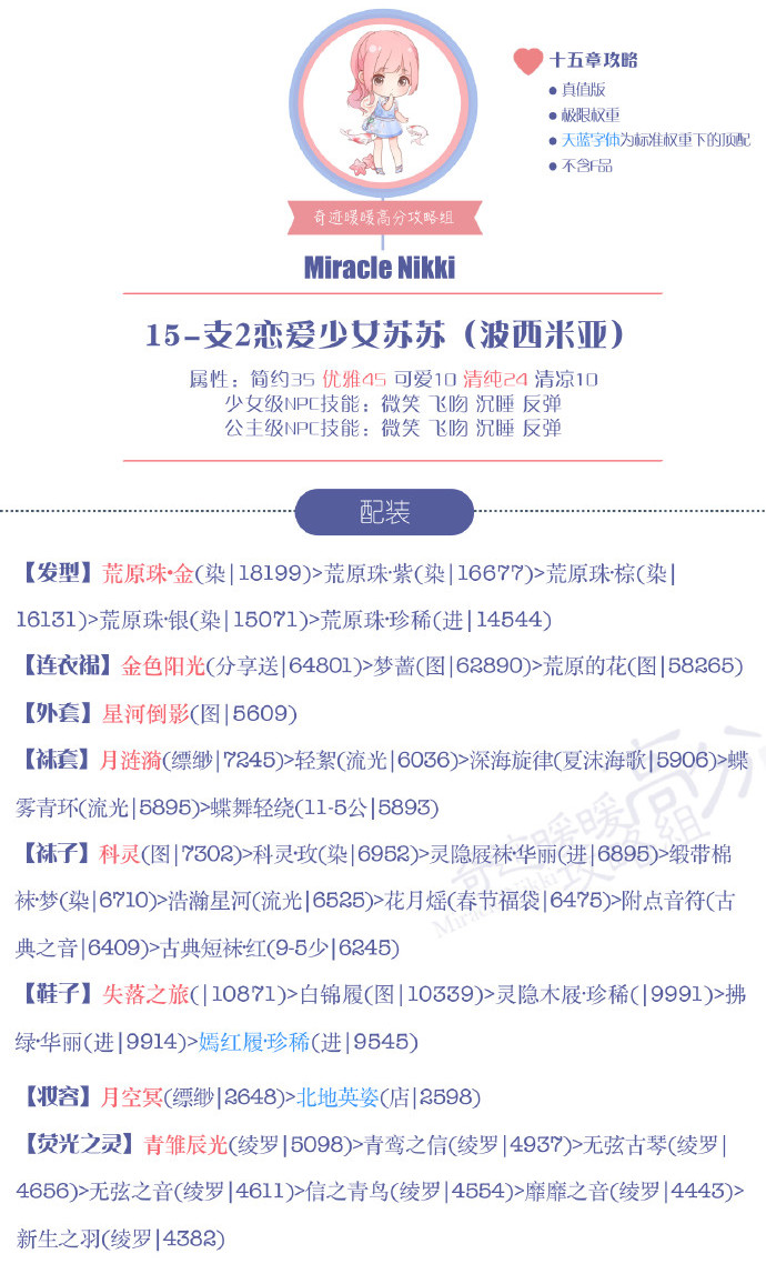 奇迹暖暖15支2公主级顶配 奇迹暖暖15支2公主级高分攻略