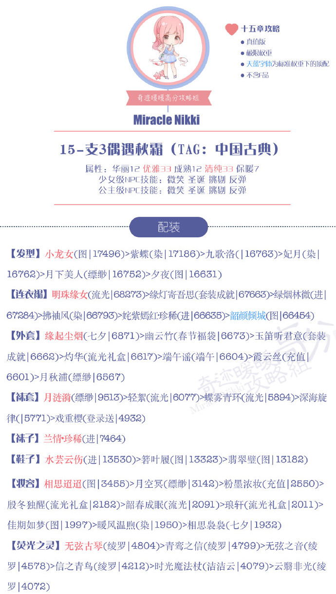 奇迹暖暖15支3公主级顶配 奇迹暖暖15支3公主级高分攻略
