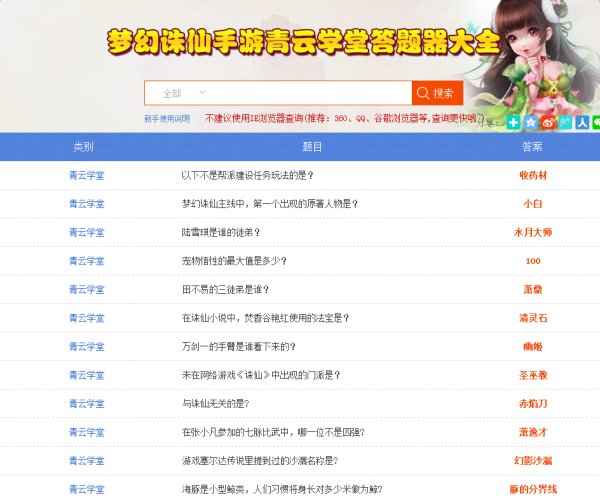 梦幻诛仙手游青云学堂答题器