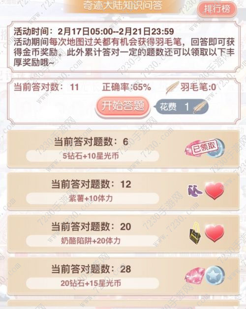 奇迹暖暖2月17日知识问答答案 奇迹暖暖2.17奇迹大陆知识问答答案