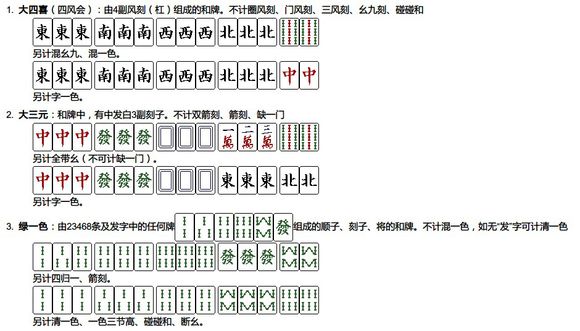 国标麻将番种图解 国标麻将规则和图解